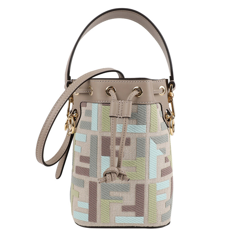 펜디 멀티 컬러 FF 자수 캔버스 미니 숄더백 8BS093-AUPI-F1SKI - Fendi