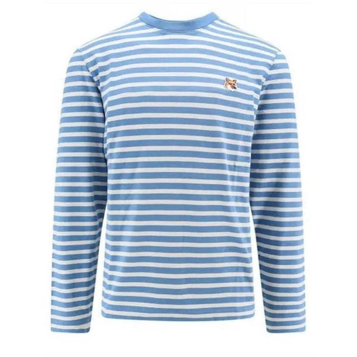 메종키츠네 폭스 헤드 패치 레귤러 MARIN 티셔츠 셔 LM00105KJ0046 S443 - Maison Kitsune