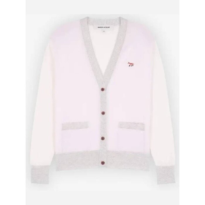 메종키츠네 베이비 폭스 패치 컬러 블럭 가디건 블 MW00505KT1036 P603 - Maison Kitsune