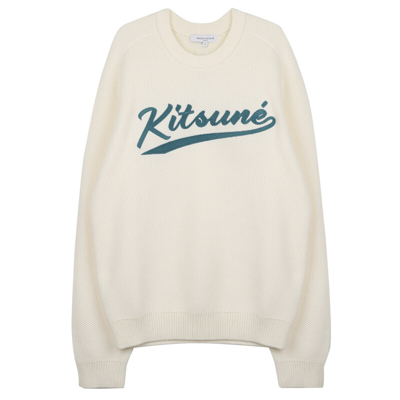 메종키츠네 바시티 자수 메시 니트 OM00808-KT1137-P204 - Maison Kitsune