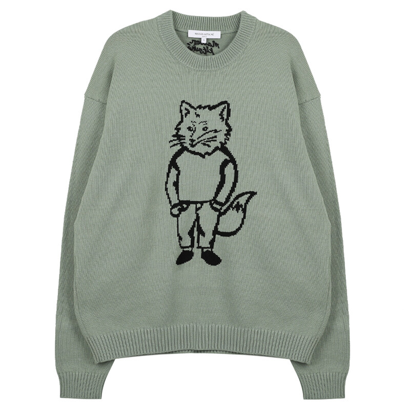 메종키츠네 드레스드 폭스 인타르시아 니트 OM00802-KT1030-0078 - Maison Kitsune