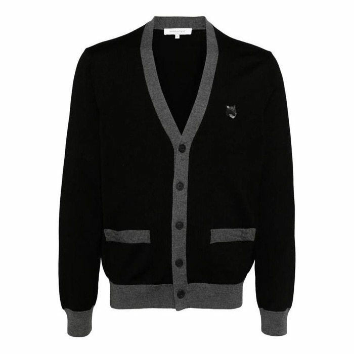 메종키츠네 볼드 폭스 헤드 패치 BICOLOR 가디건 투톤 NM00507KT1036 P199 - Maison Kitsune