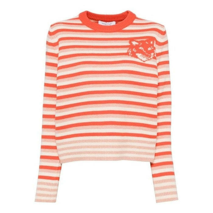 메종키츠네 폭스 헤드 인타르시아 스트라이프 레귤 NW00804KM0329 0019 - Maison Kitsune
