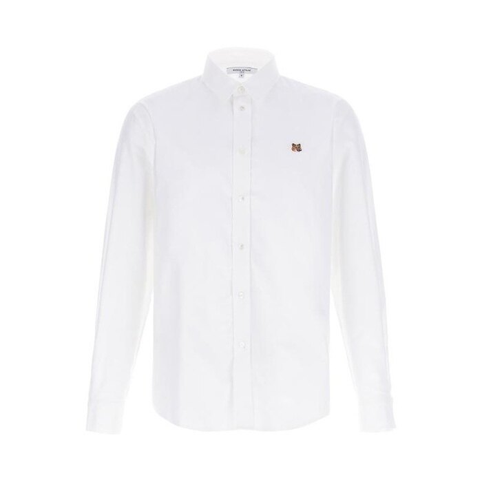 메종키츠네 폭스 헤드 자수 캐주얼 셔츠 엠브로이 MM00408WC5012 P100 - Maison Kitsune