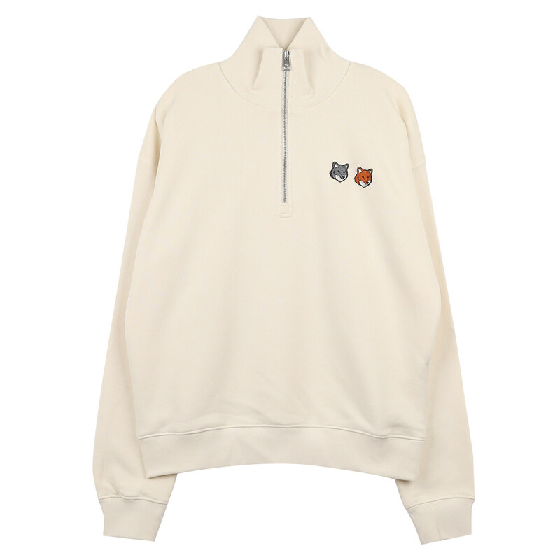 메종키츠네 더블 볼드 폭스 헤드 하프 지퍼 컴포트 스웨트셔츠 OW211CF-KM0321-P702 - Maison Kitsune