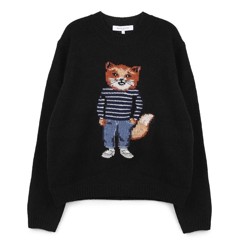 메종키츠네 드레스드 폭스 인타르시아 울 니트 PW00812-KH0002-P199 - Maison Kitsune