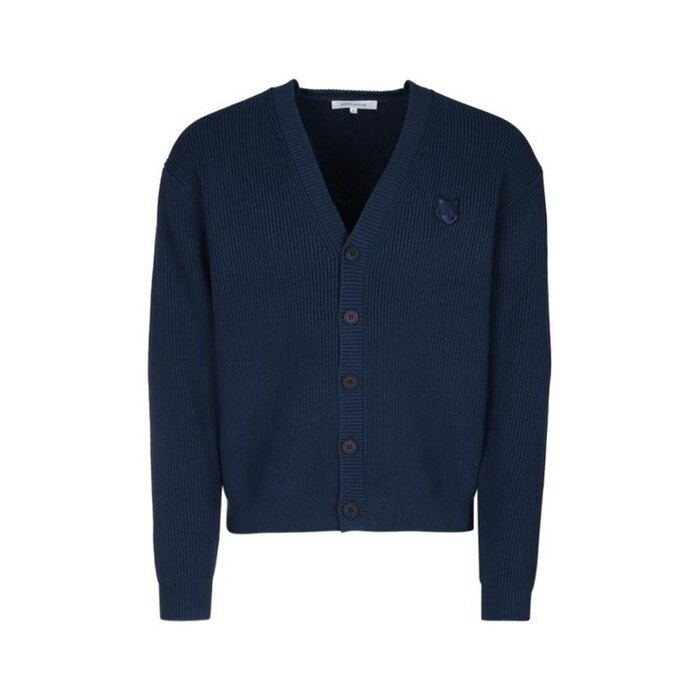 메종키츠네 볼드 폭스 헤드 패치 COMOFRT 리브 가디건 MM00506KT1098 P476 - Maison Kitsune