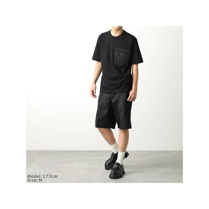 프라다 나일론 포켓 코튼 반팔 티셔츠 UJN661 11CK F0002 - Prada