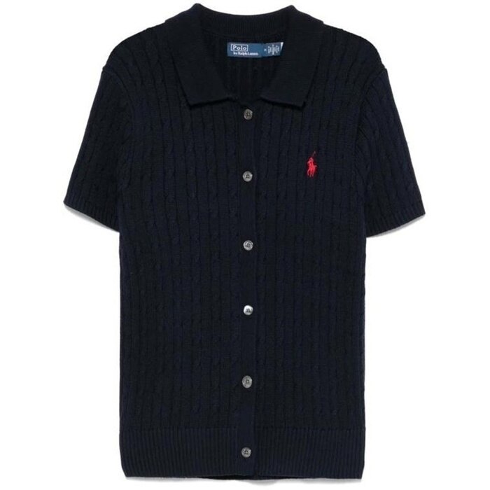 폴로 랄프 로렌 포니로고 자수 코튼 케이블 반팔 가디건 211963486002 - Polo Ralph Lauren