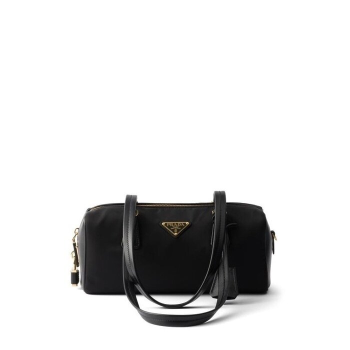 프라다 자물쇠가 있는 미디엄 리나일론 및 가죽 탑 1BB127 2C8Q F0002 - Prada