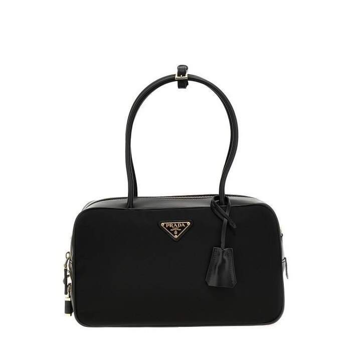 프라다 자물쇠 미디엄 리나일론 및 가죽 탑 핸 1BB132 V ODO 2C8Q F0002 - Prada