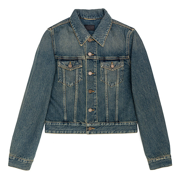 생로랑 빈티지 워싱 크롭 데님 자켓 695196-YC868-4255 - Saint Laurent