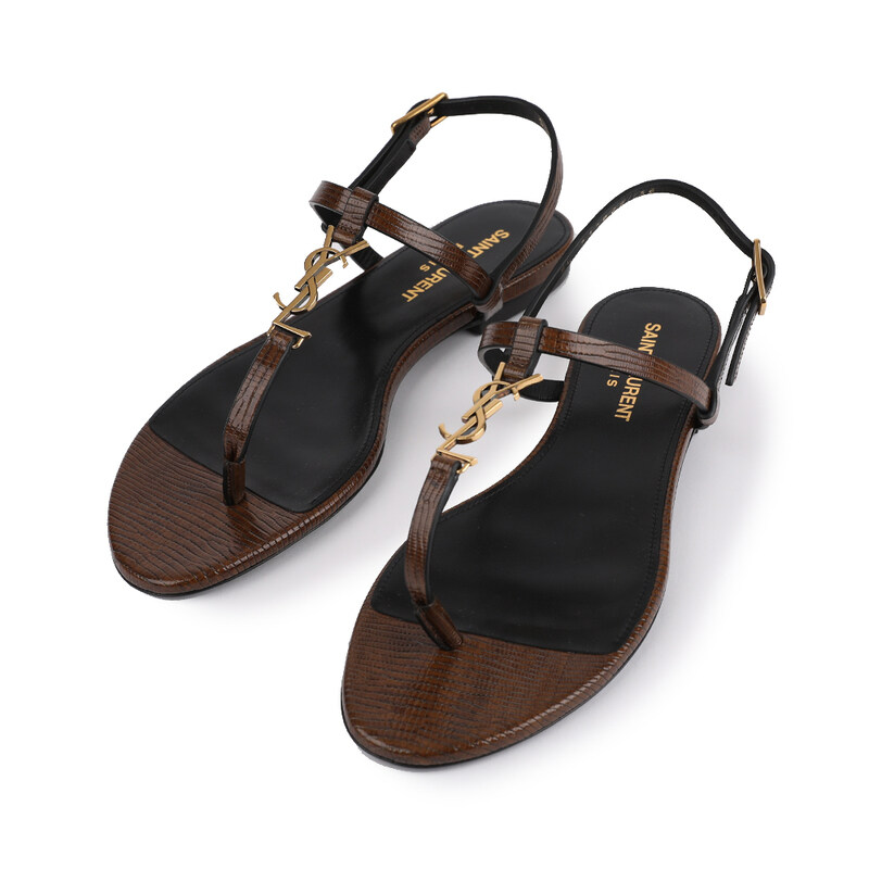 생로랑 카산드라 플랫 샌들 브라운 711825-AAC40-2515 - Saint Laurent