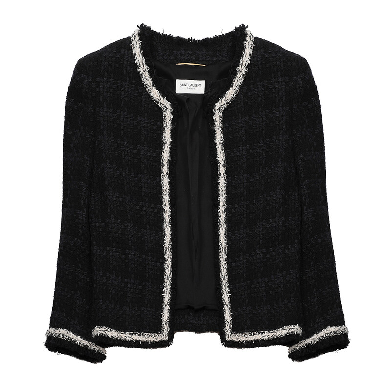 생로랑 울 크롭 트위드 자켓 653214-Y5C78-1000 - Saint Laurent