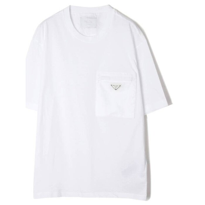 프라다 나일론 포켓 코튼 반팔 티셔츠 UJN661 11CK F0009 - Prada