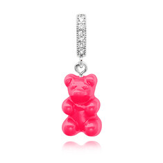 [크리스탈헤이즈 CRYSTAL HAZE] NOSTALGIA BEAR-COSMOPOLITAN-PAVE CONNECTOR SILVER 여성 참 썸네일 1