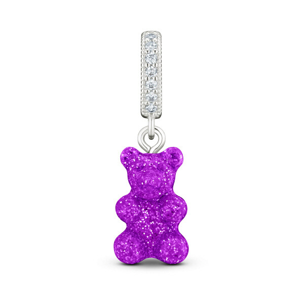 [크리스탈헤이즈 CRYSTAL HAZE] NOSTALGIA BEAR-MAGENTA-PAVE CONNECTOR SILVER 여성 참 - Crystal Haze