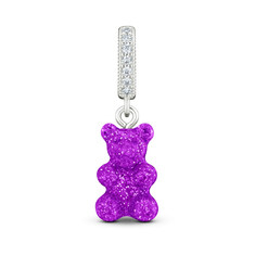 [크리스탈헤이즈 CRYSTAL HAZE] NOSTALGIA BEAR-MAGENTA-PAVE CONNECTOR SILVER 여성 참 썸네일 1