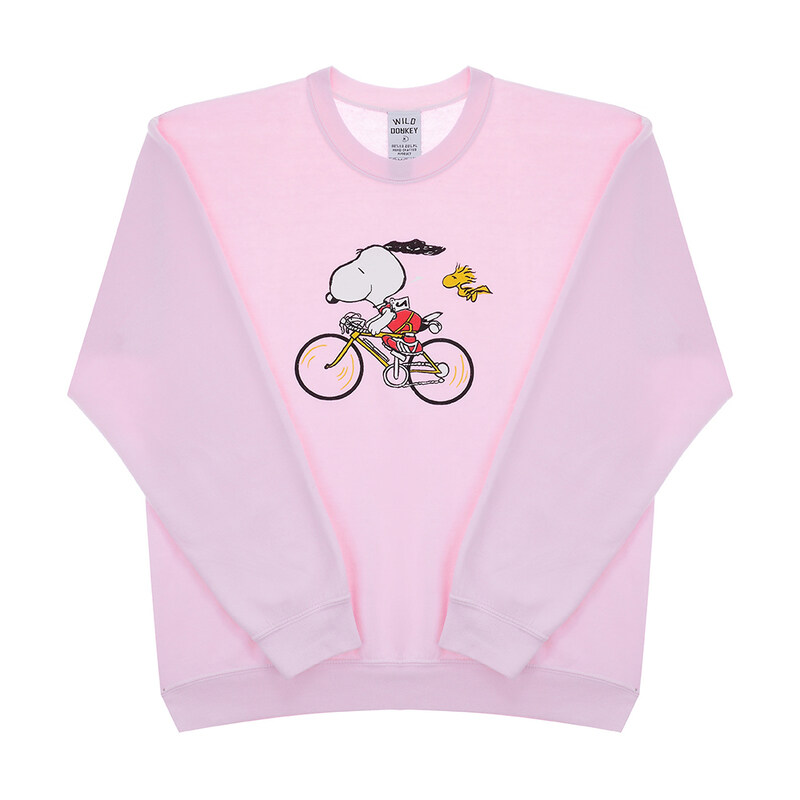 [와일드동키 WILD DONKEY] FG-BICYCLE DYED LIGHT PINK 공용 맨투맨 - Wild Donkey