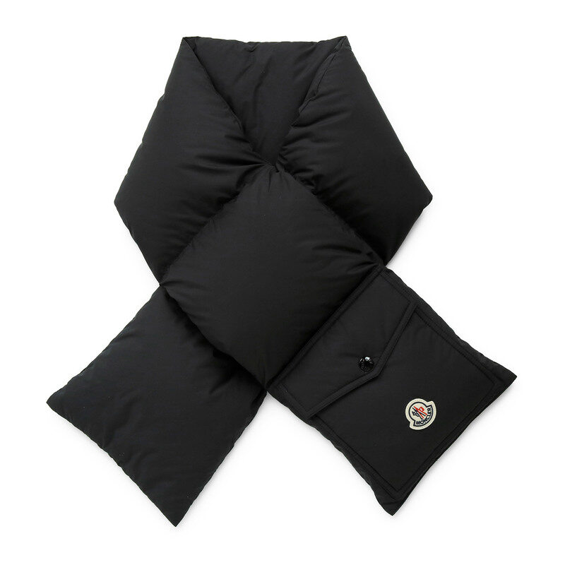 몽클레어 로고 패치 포켓 블랙 공용 패딩 머플러 3C00006 597YW 999 - Moncler