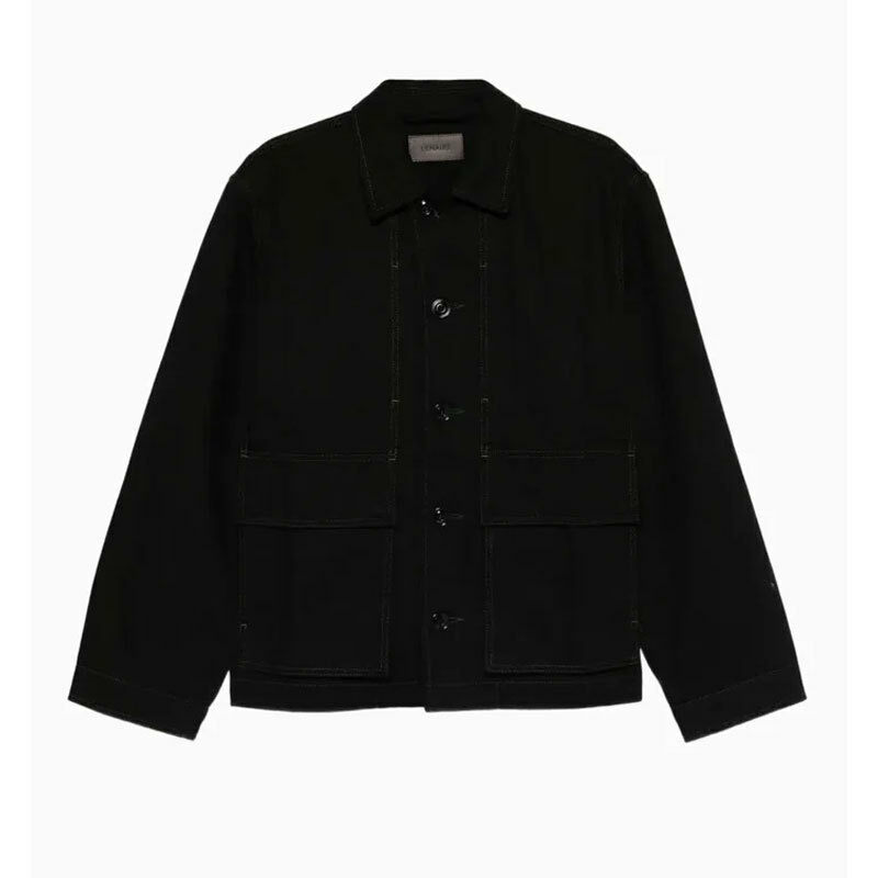 26SS 르메르 남성 버튼 프론트 칼라 박시 자켓 블랙 OW1223 LD1055 999 - Lemaire