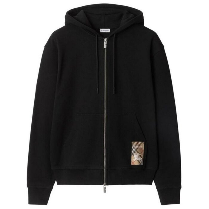 버버리 체크 라벨 코튼 지퍼 후디 8102276 - Burberry
