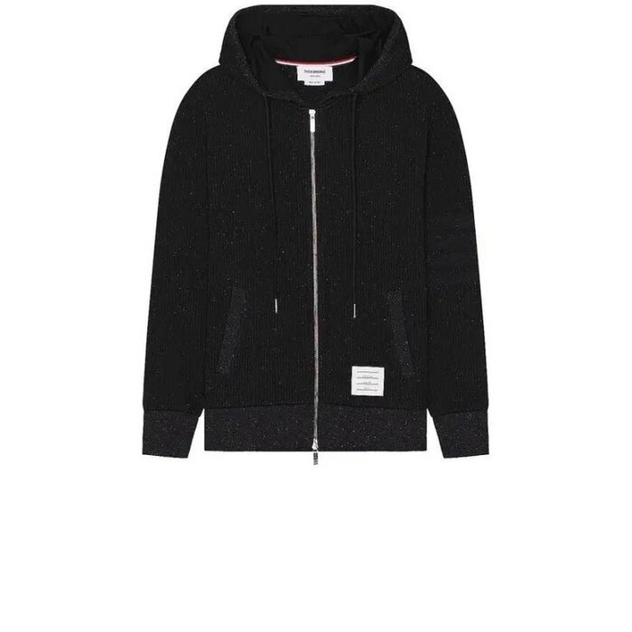 톰브라운 4바 루프백 실크 후드 짚업 MJT430A J0142 001 - Thom Browne