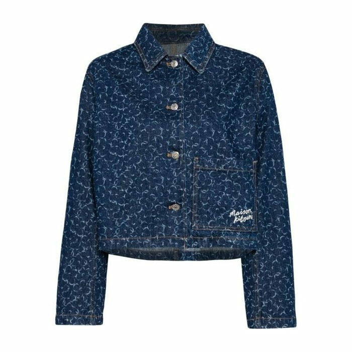 메종키츠네 크롭 데님 자켓 MW02113WW5024 O010 - Maison Kitsune