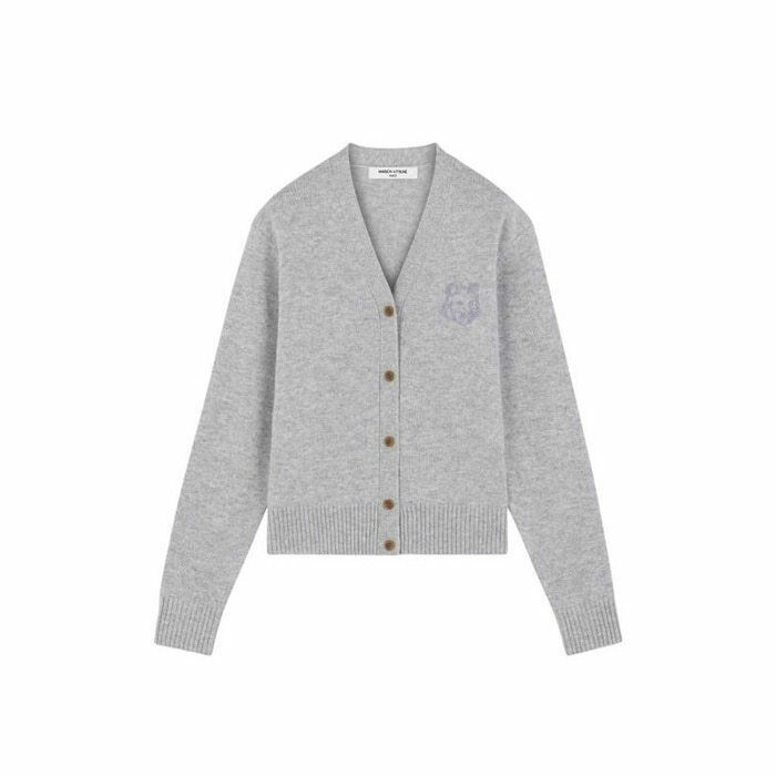 메종키츠네 볼드 폭스 헤드 자수 크롭 가디건 엠브 NW00510KT1112 H120 - Maison Kitsune