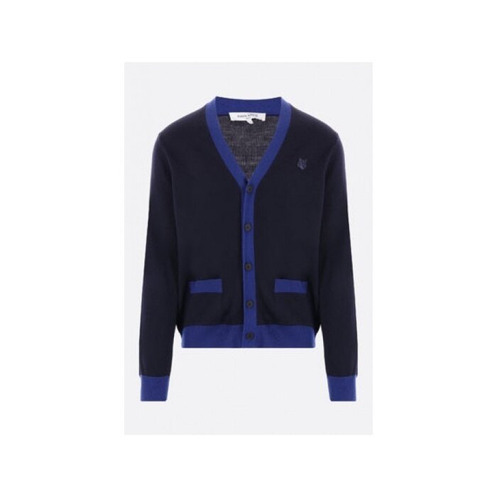 메종키츠네 볼드 폭스 헤드 패치 BICOLOR 가디건 투톤 NM00507KT1036 P476 - Maison Kitsune