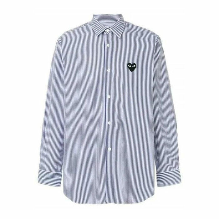 라프리마 꼼데가르송 블랙하트 와펜 스트라이프 셔츠 AX B018 051 1 - Comme des Garcons