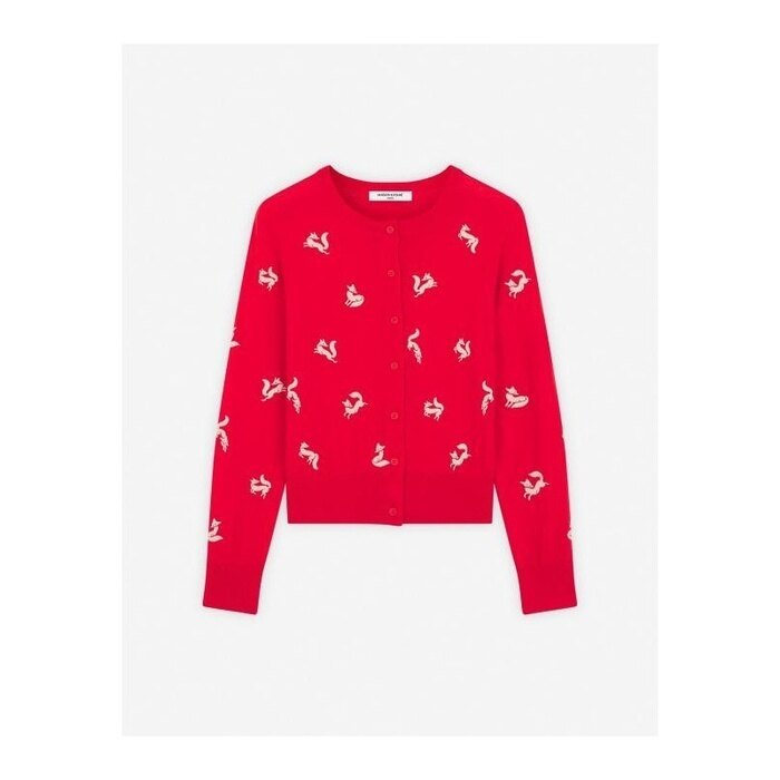 메종키츠네 FANCY 폭스 자수 가디건 팬시 NW00504KF0001 P641 - Maison Kitsune