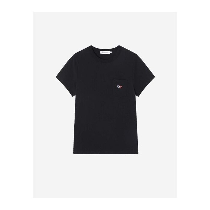 메종키츠네 티셔츠 트리컬러 폭스 패치 FW00107KJ0010 P199BK - Maison Kitsune