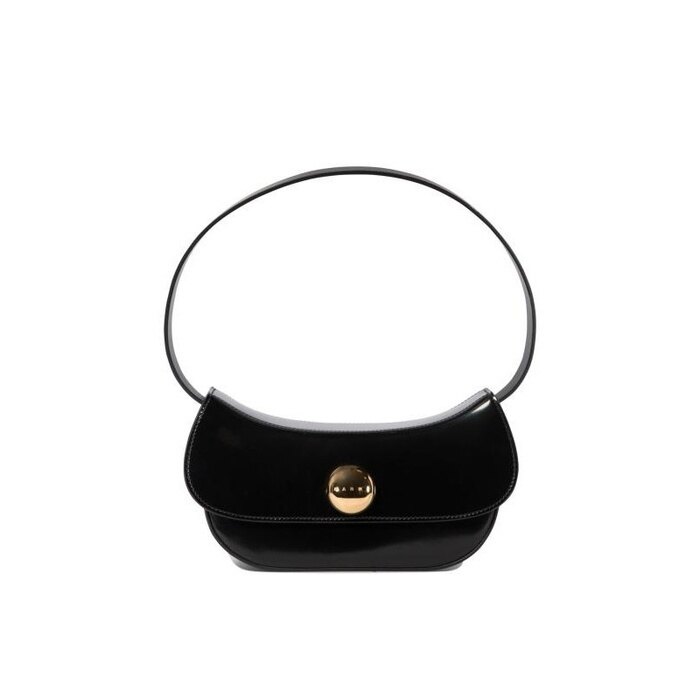 라프리마 마르니 블랙 가죽 버터플라이 스몰 호보백 SBMP0189U 0P7943 00N99 - Marni