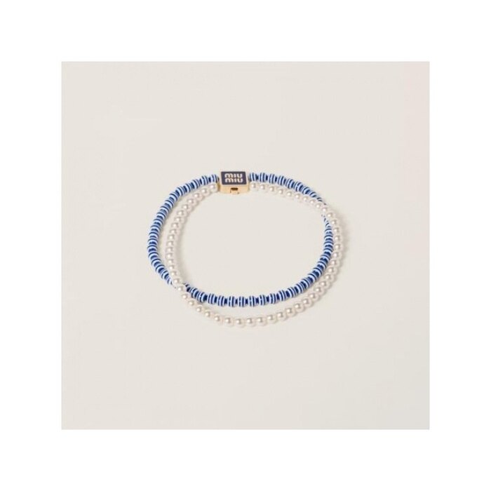 미우미우 메탈 및 인조 진주 초커 5IC102 2F79 F0008 - Miu Miu