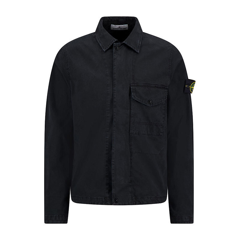 26SS 스톤아일랜드 오가닉 코튼 블랙 남성 오버셔츠 L1S15 1200001 S0004 V0129 - Stone Island