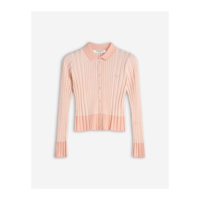 메종키츠네 베이비 폭스 패치 플리츠 리브 가디건 OW00504KT1121 0088 - Maison Kitsune