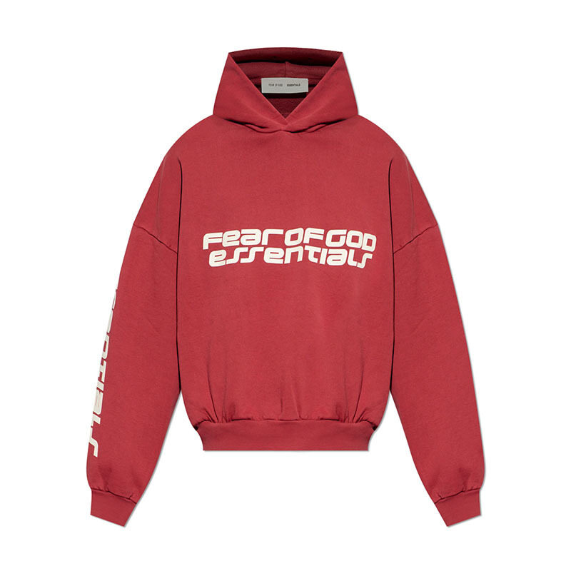 26SS 피어오브갓에센셜 크롭 레드 남성 후드 티셔츠 192HO256901F CRIMSON - Fear of God