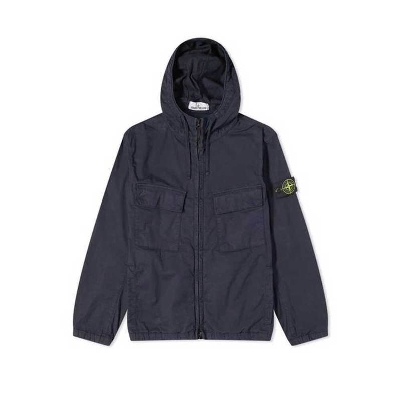 [국내배송] 스톤아일랜드 자켓 후드 스트레치-TC 네이비 - Stone Island