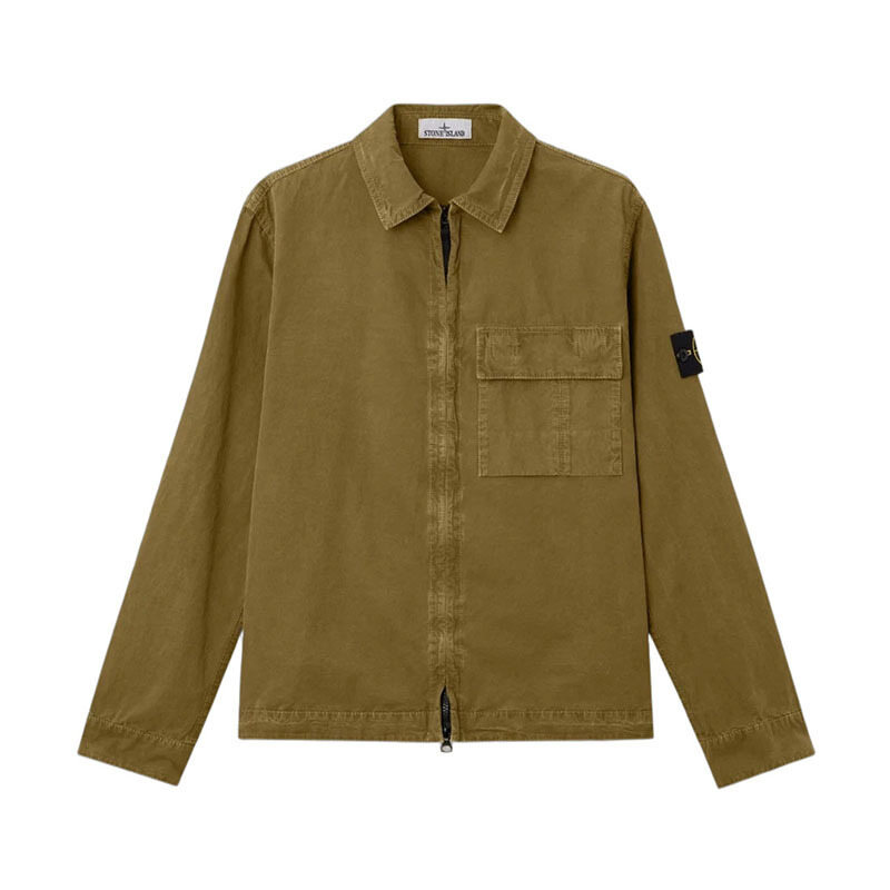 26SS 스톤아일랜드 올드 이펙트 그린 남성 오버셔츠 L1S15 1200008 S00WN V015G - Stone Island