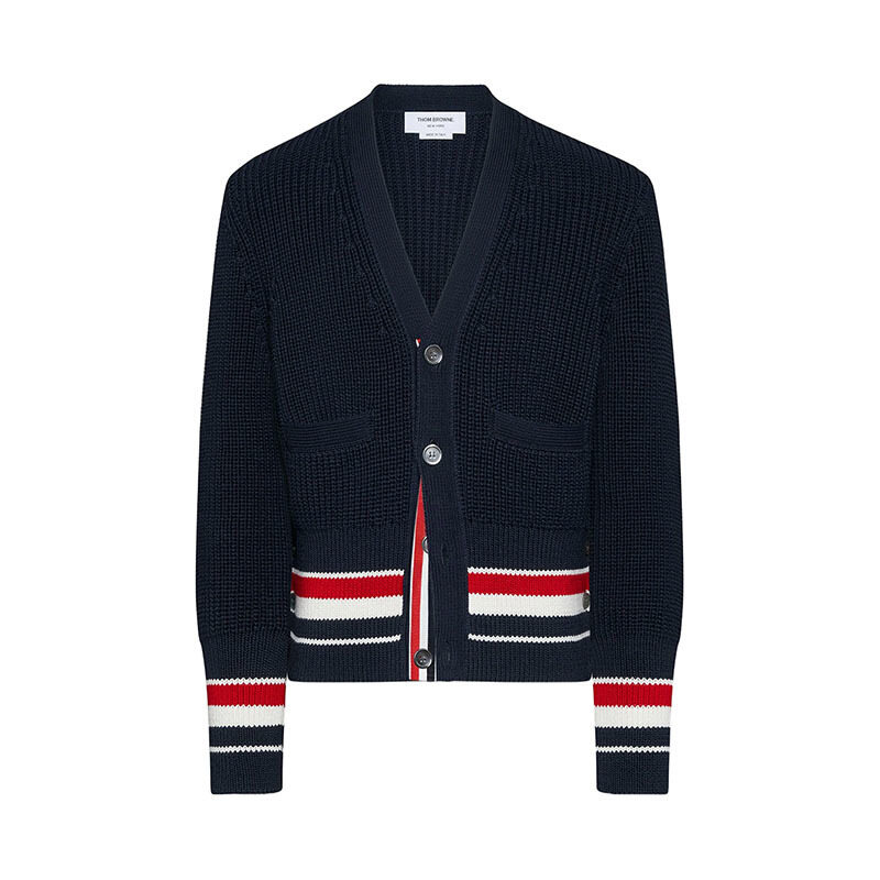 26SS 톰브라운 RWB 스티치 네이비 남성 하프 가디건 MKC629A Y3062 415 - Thom Browne