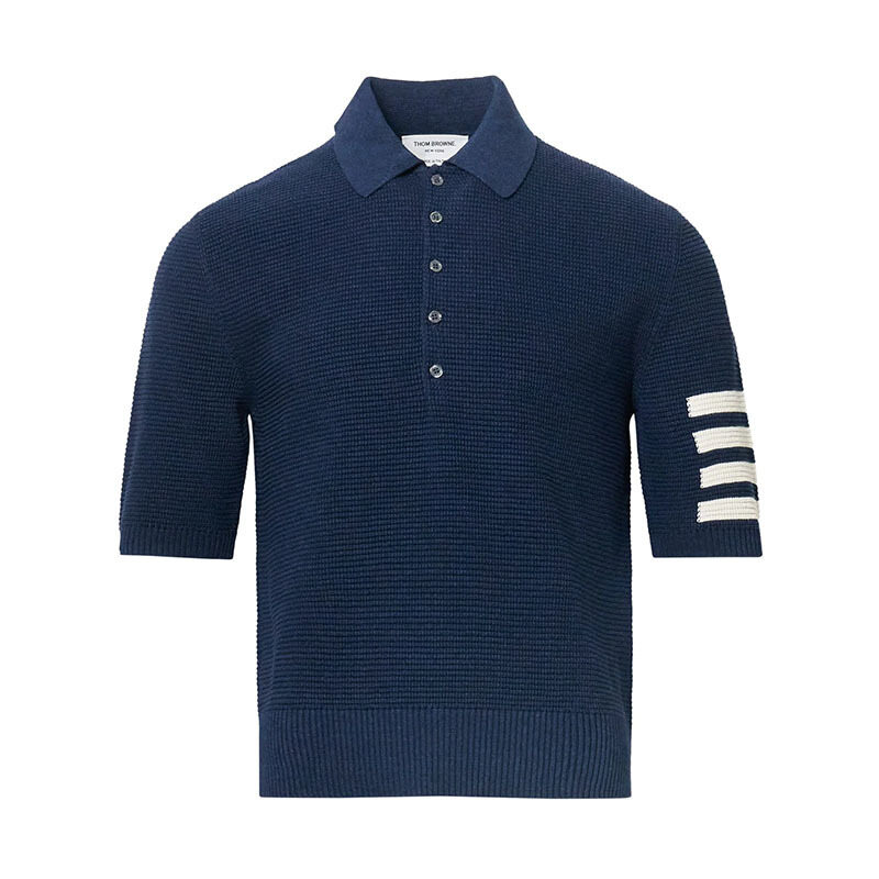 26SS 톰브라운 4바 리넨 코튼 네이비 남성 폴로티셔츠 MKP125A Y6011 420 - Thom Browne