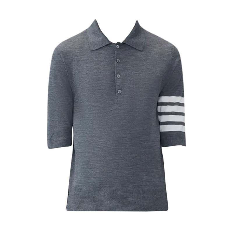 26SS 톰브라운 4바 울 그레이 남성 반팔 폴로 셔츠 MKP048A Y1014 035 - Thom Browne