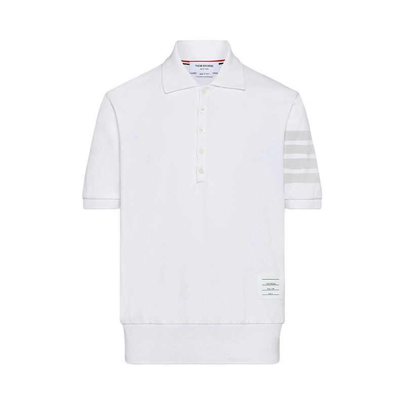 26SS 톰브라운 4바 코튼 화이트 남성 폴로 셔츠 MJP236A J0253 100 - Thom Browne