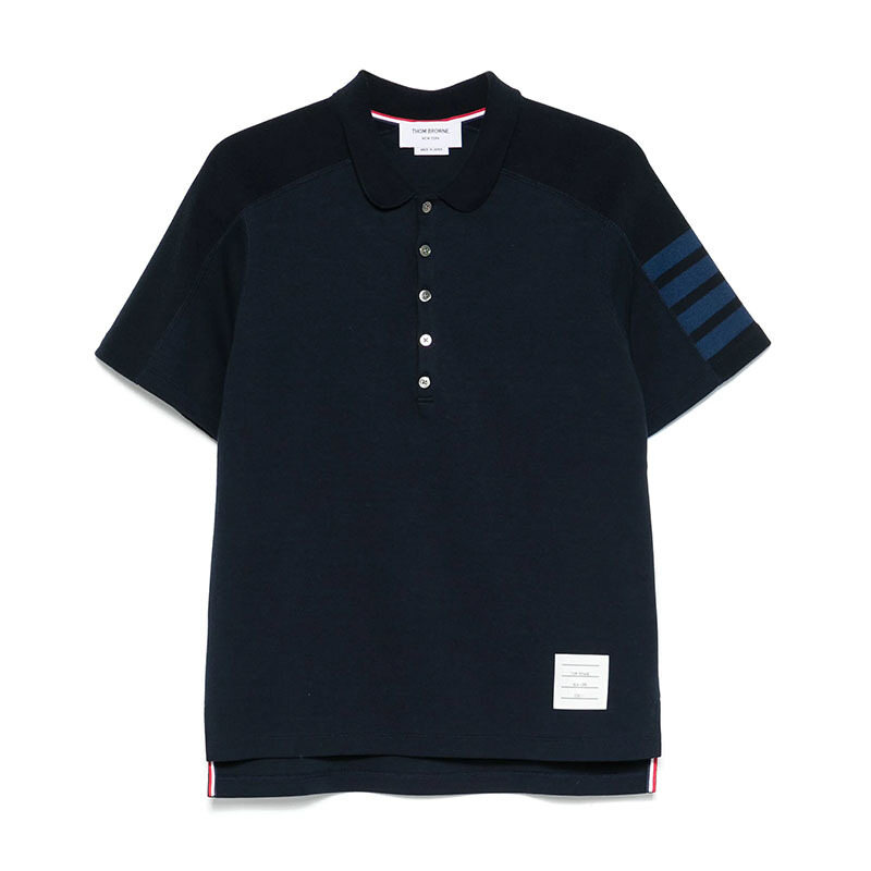 26SS 톰브라운 4바 밀라노 코튼 네이비 남성 폴로 셔츠 MJP192B 07323 415 - Thom Browne