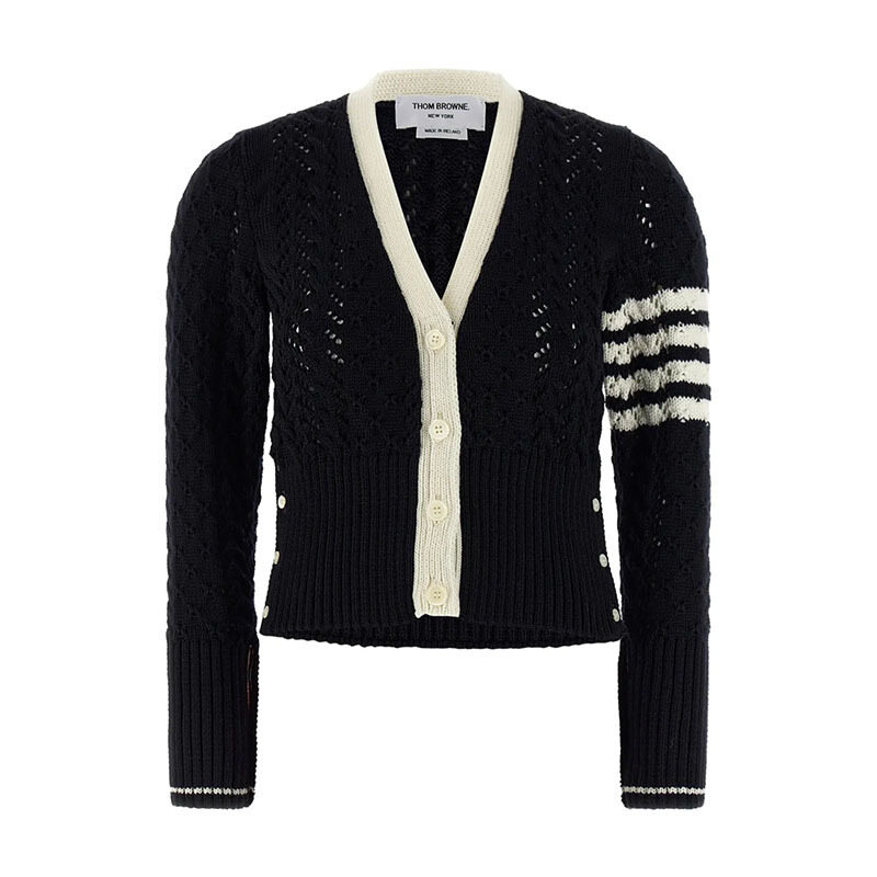 톰브라운 케이블 포인텔 4바 네이비 여성 가디건 FKC675A Y1024 415 - Thom Browne