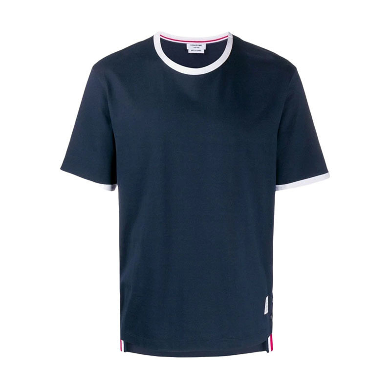 26SS 톰브라운 링거 네이비 남성 반팔 티셔츠 MJS083A 00042 415 - Thom Browne