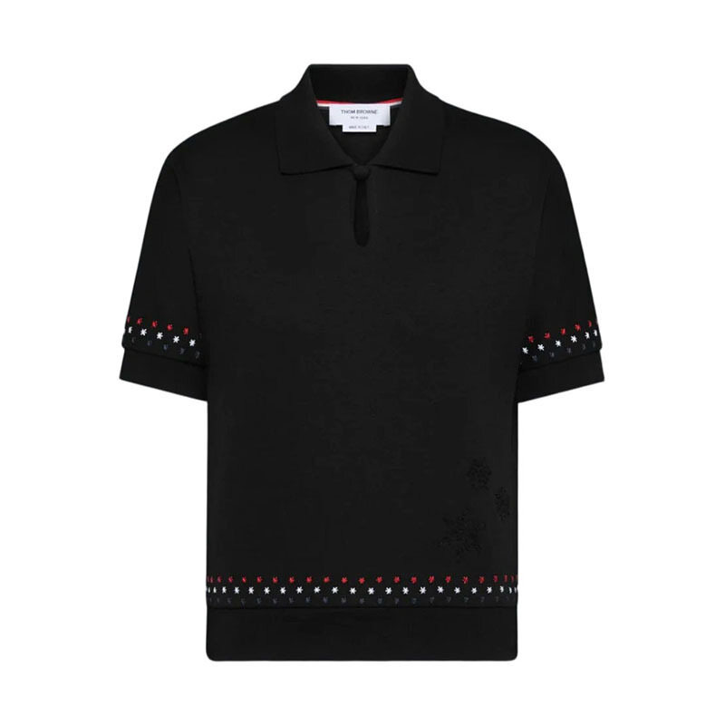 26SS 톰브라운 코튼 밀라노 블랙 여성 폴로 셔츠 FJP118E J0055 001 - Thom Browne