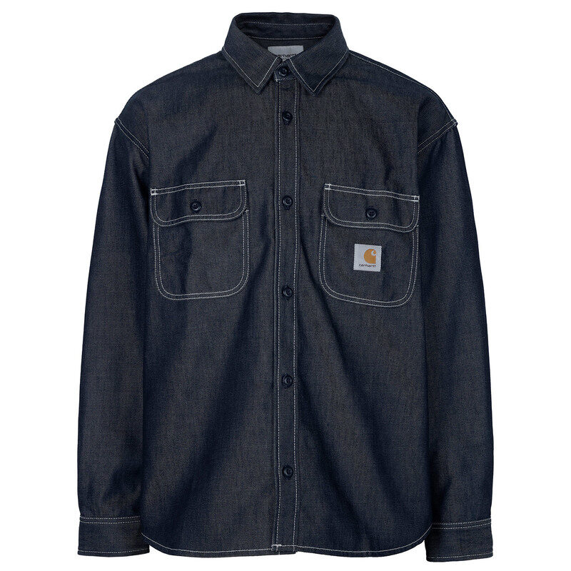 칼하트 티간 블루리지드 남성 데님 셔츠 I036263 0101 - Carhartt