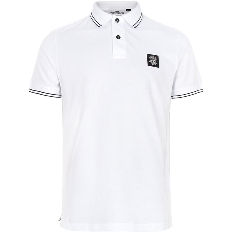 스톤아일랜드 로고 패치 화이트 남성 폴로 티셔츠 152200010 S0018 V1001 - Stone Island
